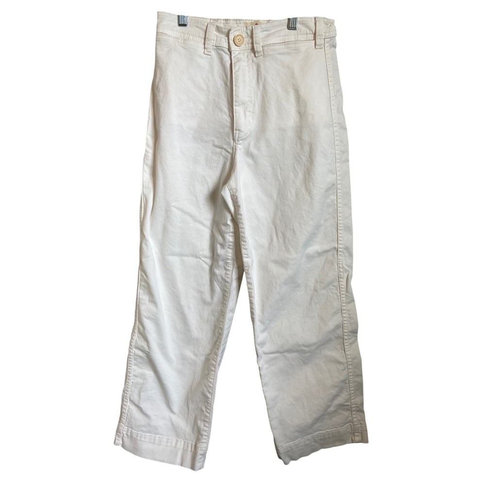 Marine Layer Bridget Crop Pant White‎ High Rise Straight Leg Button Fly Size 6